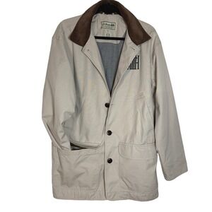 Vintage LL Bean Mens Chore Barn Field Jacket M Corduroy Collar Canvas Monogram